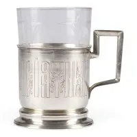 Porte-verre à thé avec inscription cyrillique