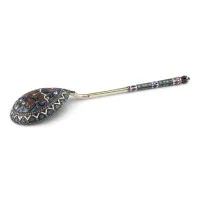 Grande cuillère en émaux cloisonnés