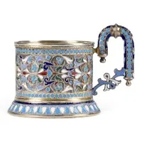 Petit porte-verre à thé en émaux cloisonnés
