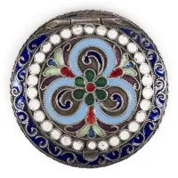 Poudrier en émaux cloisonnés