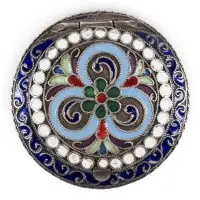 Poudrier en émaux cloisonnés