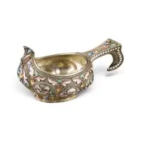 Fin kovsh Art nouveau en émaux cloisonnés