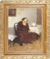 SITZENDER MANN MIT TABAKDOSE