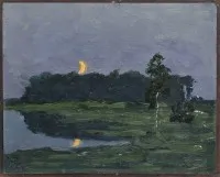 Croissant de lune au-dessus de l'étang