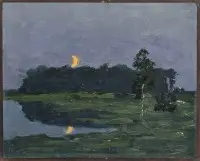 Croissant de lune au-dessus de l'étang