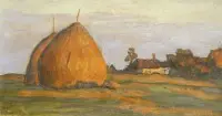 Meule de foin en fin d'été