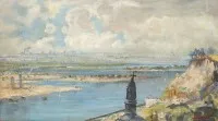 Vue du monument de Saint-Vladimir sur le Dniepr à Kiev