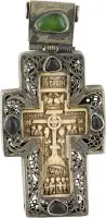 Croix pectorale avec la croix de Golgotha et des saints