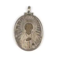 Pendentif icône de saint Serge de Radonège avec oklad en argent