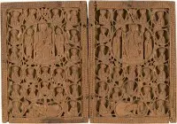 Très fin diptyque miniature avec la Mère de Dieu trônante et le Christ entouré de prophètes de l'Ancien Testament