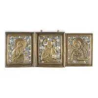 Fin triptyque en bronze avec déisis