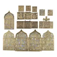 Collection de dix icônes en bronze : fêtes et saints choisis