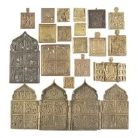 SAMMLUNG VON 18 BRONZE-IKONEN MIT HOCHFESTEN DES ORTHODOXEN KIRCHENJAHRES