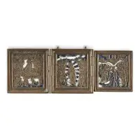 Triptyque en bronze avec les grandes fêtes de l'année liturgique orthodoxe