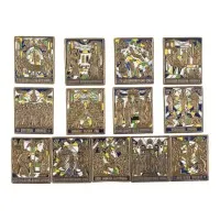 Collectie van 13 bronzen iconen met de hoogfeesten van het orthodoxe kerkjaar