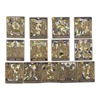 Collection de 13 icônes en bronze avec les grandes fêtes de l'année liturgique orthodoxe
