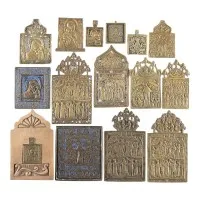 Collection de 15 icônes en bronze représentant la Mère de Dieu