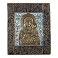 Bronzen icoon met de Moeder Gods van Smolensk