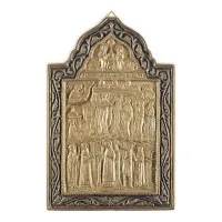 Icône en bronze avec le miracle du voile (Pokrov)