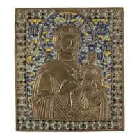 Grande icône en bronze avec la Mère de Dieu de Smolensk