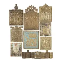 Collection de onze icônes avec des saints choisis