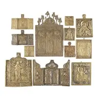 Collection de douze icônes en bronze avec des saints choisis