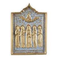 Icône en bronze avec les saints Modeste, Blaise, Nil, Côme et Damien