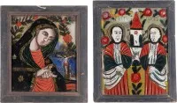 Deux icônes sur verre : Vierge en deuil, saint Pierre et saint Paul