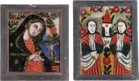 Deux icônes sur verre : Vierge en deuil, saint Pierre et saint Paul