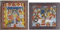 Deux icônes sur verre : Lamentation du Christ et saint Charalampos
