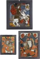 Trois icônes sur verre : Vierge à l'Enfant et saint Georges terrassant le dragon