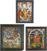 Trois icônes sur verre avec des saints choisis