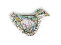 Boîte à pilules cloisonné-émail en forme de colombe