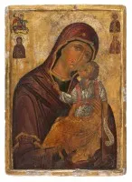 MUSEALE UND MONUMENTALE IKONE MIT DER GOTTESMUTTER GLYKOPHILOUSA AUS EINER KIRCHEN-IKONOSTASE