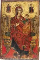 Icône monumentale de la Mère de Dieu trônante provenant d'une iconostase d'église