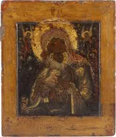 Icône très fine de la Mère de Dieu avec l'Enfant Christ et basma