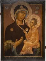 Icône monumentale datée de la Mère de Dieu de Tikhvine (Tikhvinskaïa) provenant d'une iconostase d'église
