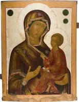 Icône monumentale de la Mère de Dieu de Tikhvine (Tikhvinskaïa) provenant d'une iconostase d'église