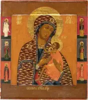 Icône avec la Mère de Dieu 'O Vsepetaja Mati' (Ô Mère de tous les loués)