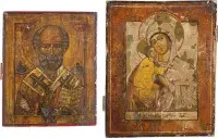 Deux icônes : saint Nicolas de Myre et Mère de Dieu Fiodorovskaya