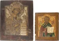 Deux icônes : saint Nicolas de Myre et Mère de Dieu d'une déisis