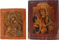 Deux icônes : Mère de Dieu de Vladimir et Mère de Dieu à trois mains