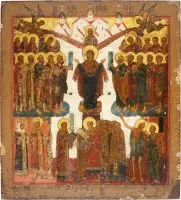 Icône grand format et fine du Voile de la Mère de Dieu (Pokrov)