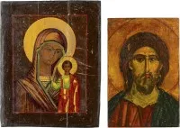 Deux icônes : Christ Pantocrator et Mère de Dieu de Kazan