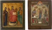 Twee kleine iconen: Deesis en Moeder Gods 'Vreugde van alle bedroefden'