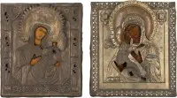 Twee iconen met oklad: genadebeelden van de Moeder Gods