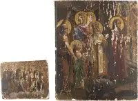 Twee icoonfragmenten met heiligen