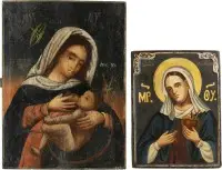 TWEE ICONEN: ZELDZAME ICON VAN DE MOEDER GODS 'VERZACHTING VAN BOZE HARTEN' EN DE TROOSTENDE MOEDER GODS
