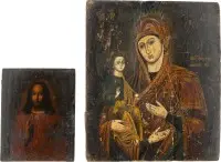 TWEE ICONEN: CHRISTUS PANTOKRATOR EN DE DRIEHANDIGE MOEDER GODS (TRICHEIROUSA)