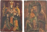 Twee iconen met wonderbaarlijke afbeeldingen van de Moeder Gods